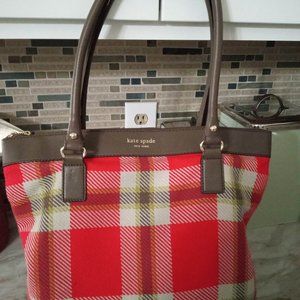 ♠️kate spade♠️Red Plaid Tote NWOT